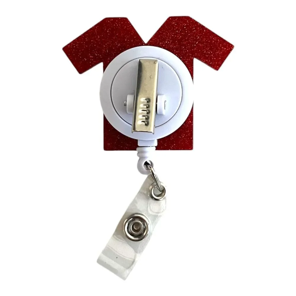 Scrub Life Badge Red Glitter Nurse Badge Holder Retractable ID Clip - Picture 2 of 3
